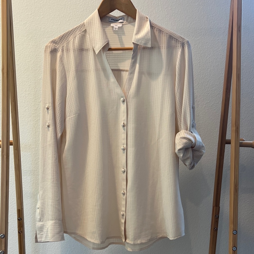 Express Ivory Textured Blouse